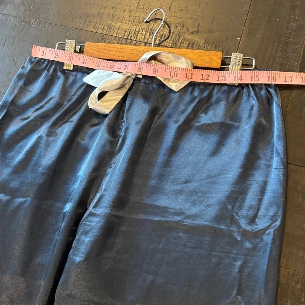 Oscar de la Renta Midnight Blue Satin Pajama Set Large - Picture 5 of 11